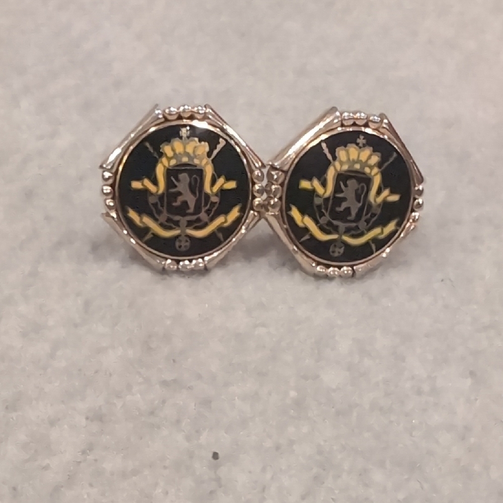 Gold and Black Crest Cufflinks